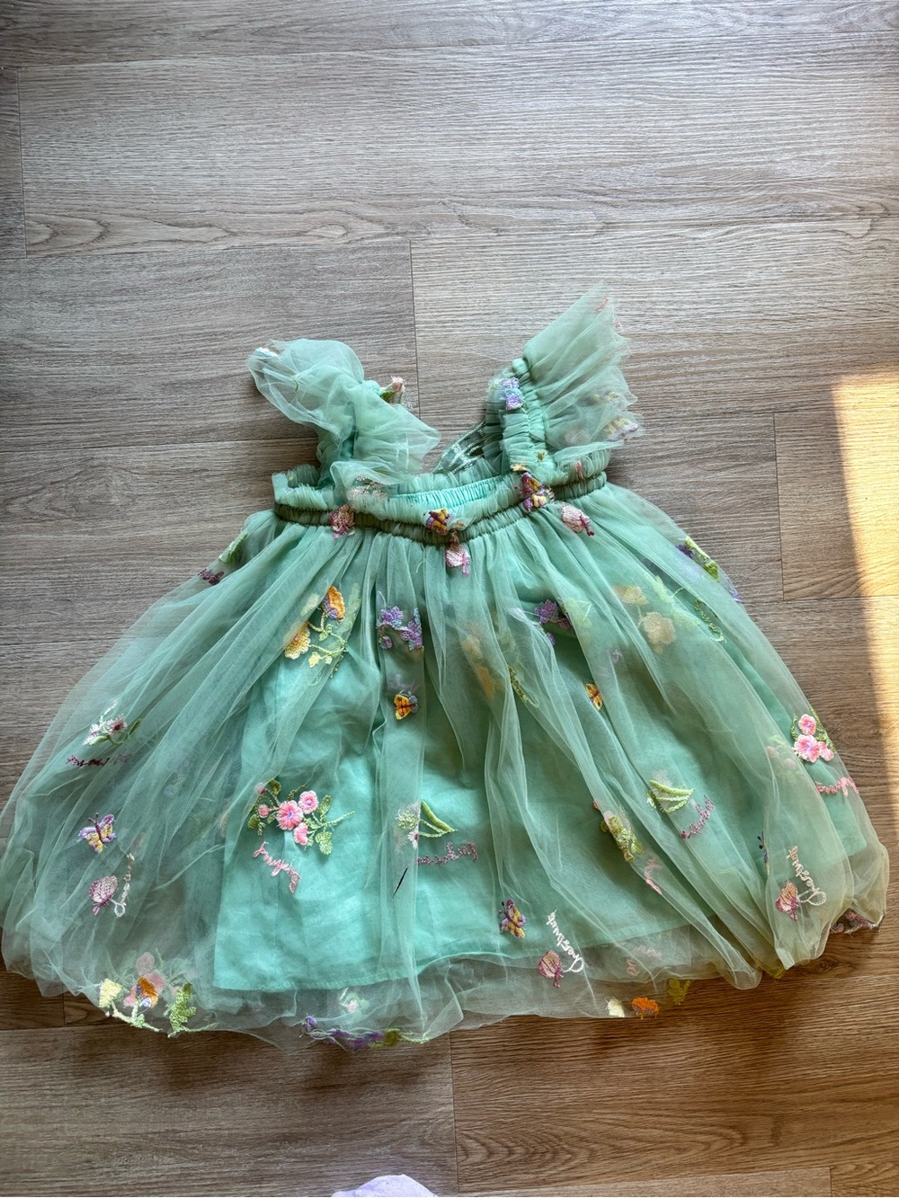 Sage Green Floral Tulle Butterfly Dress - Picture 2 of 2